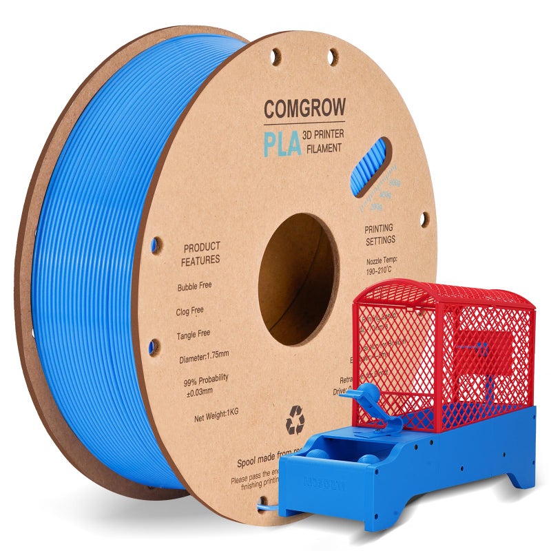 Comgrow PLA 3D Printer Filament, 3D Printer PLA Filament 1.75mm, Dimensional Accuracy +/- 0.02 mm, 1KG Spool PLA Blue - Image 1